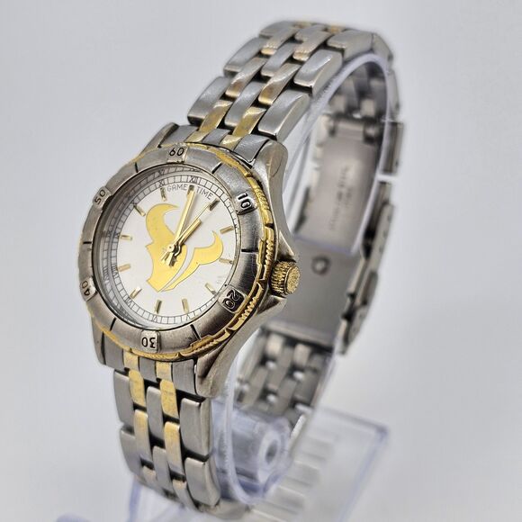 Houston Texans Women's Watch 32MM Gray Dial Two Tone Bands 7.25" New Battery - Picture 2 of 13